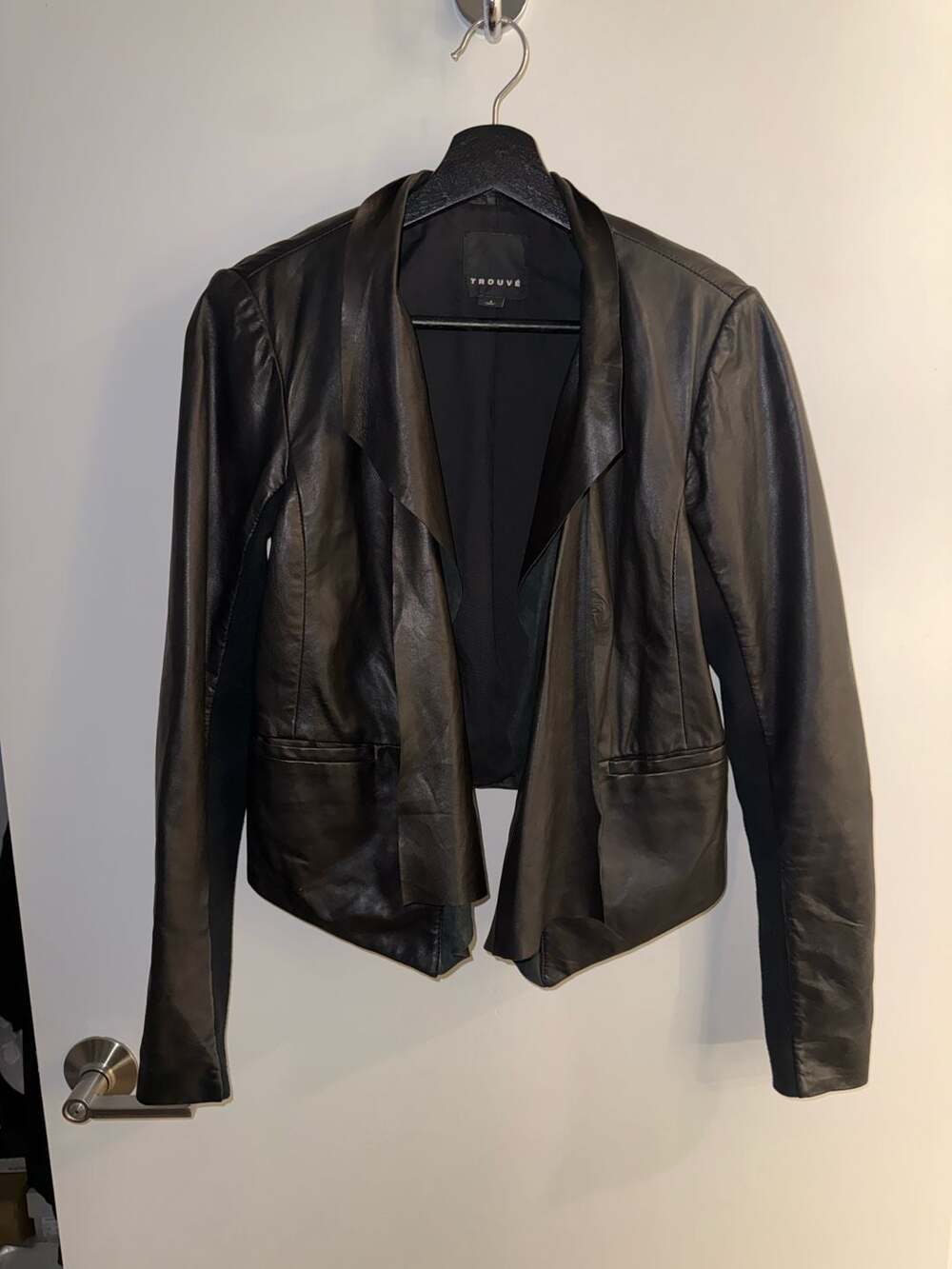 Trouvé Women's Black Leather Jacket Size S